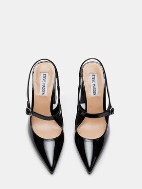 Steve Madden Black Patent Pointed Mary Jane Slingback Pumps